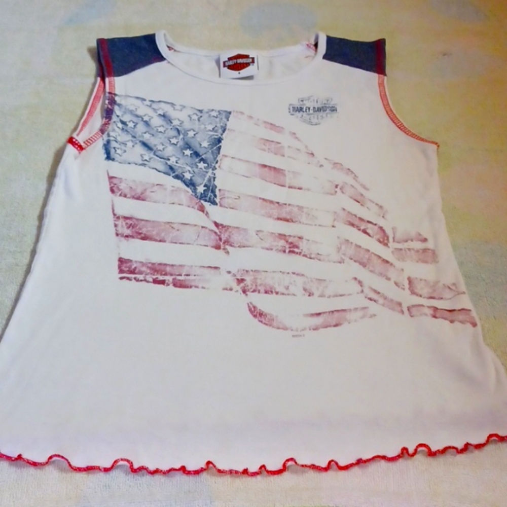 Harley-Davidson Women's Patriotic Flag Top, Size Small